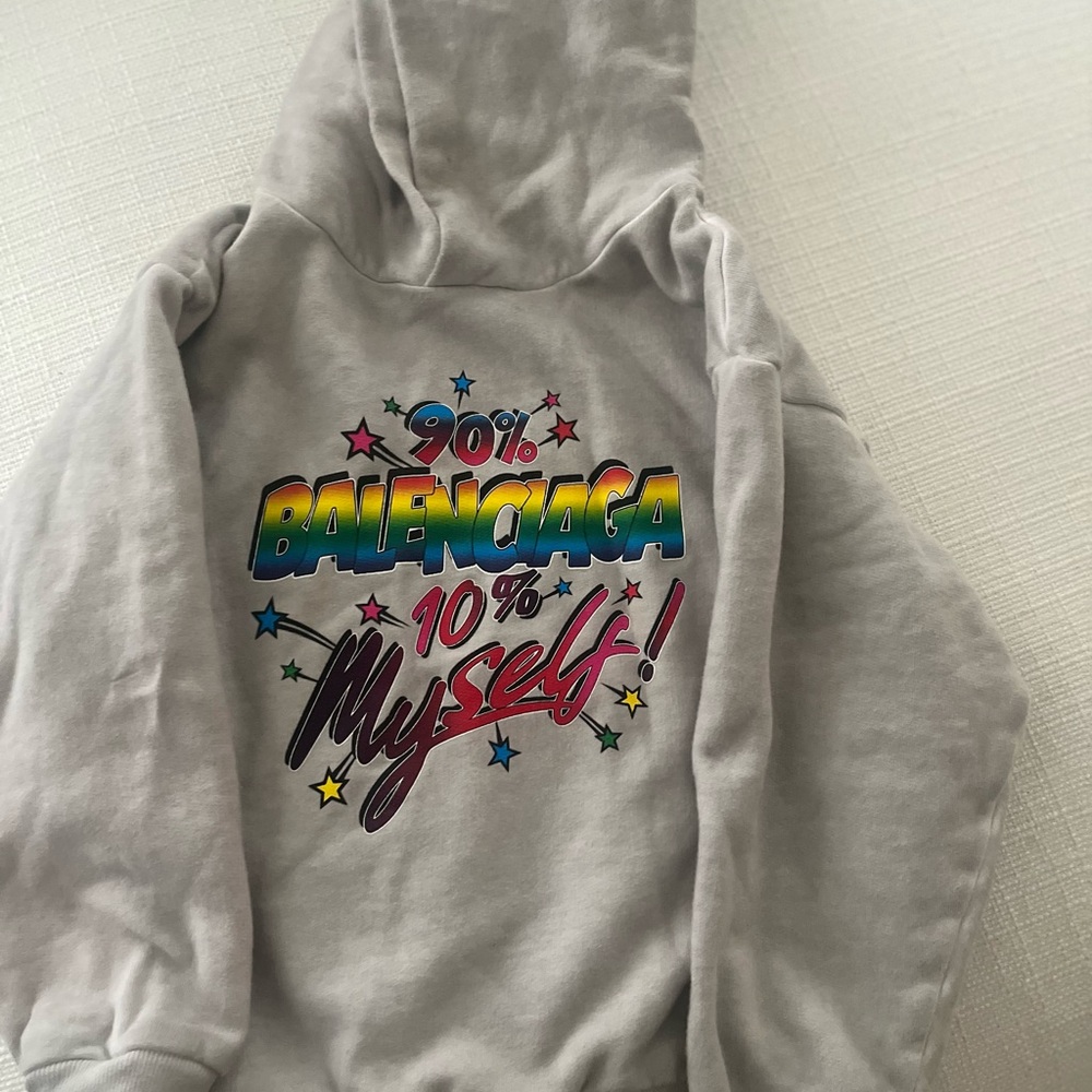 Balenciaga Kids Graphic Gray Hoodie - Picture 2 of 5